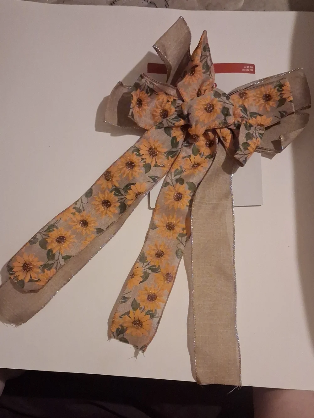 Sunflower Burlap Decorative Bow - Yellow Floral Home Accent